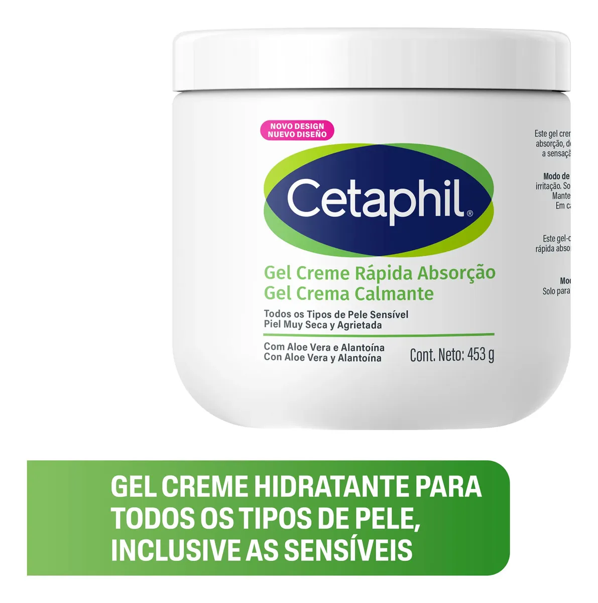 Gel Creme Hidratante Corporal para Pele Sensível Cetaphil 453g - Hidratação 48h com Aloe Vera