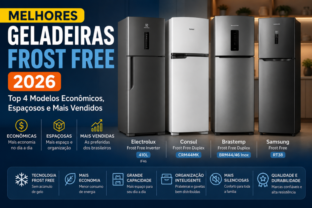 Geladeiras Frost Free 2026 Electrolux Consul Brastemp Samsung modelos econômicos e espaçosos comparativo